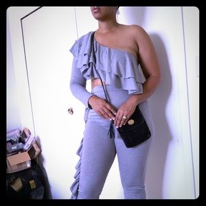 Ruffled, Grey “diva” Sweatpants Set